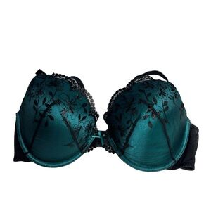 Adore Me/Victoria’s Secret teal lace/mesh embroidered pinup rockabilly bra 38D